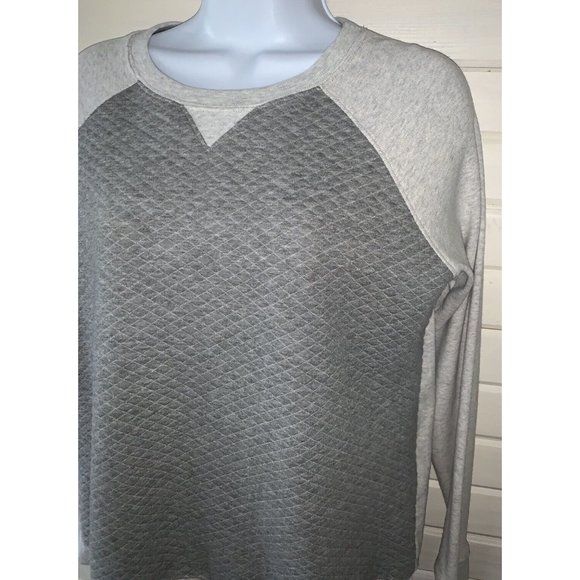Eddie Bauer Legend Wash Sweatshirt Top Sz SMALL Gray Raglan Quilted Pullover - Picture 1 of 10